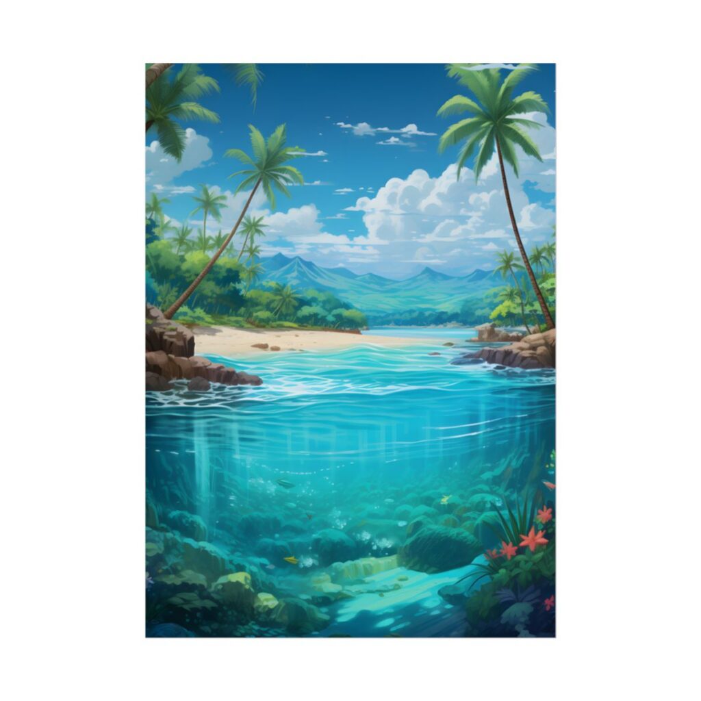 Tropical Paradise Serenity: Tranquil Island Escape Art - Poster