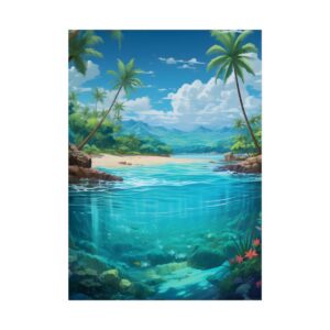Tropical Lagoon with Palm Trees Poster