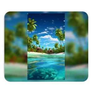 Overwater Bungalows with Palm Trees Mouse Pad