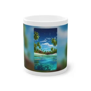 Overwater Bungalows with Palm Trees Mug