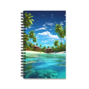 Overwater Bungalows with Palm Trees Spiral Notebook