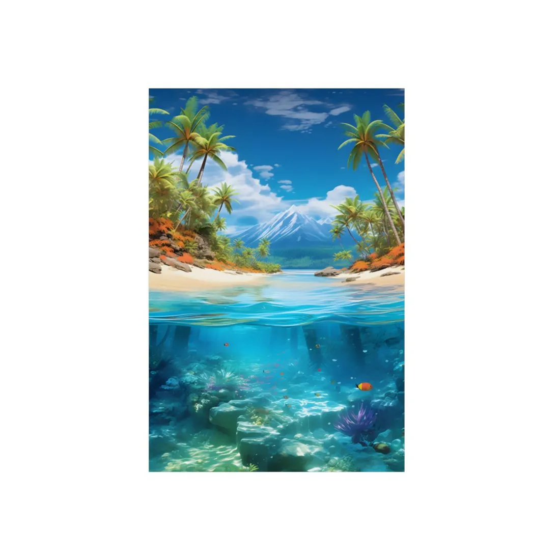 Tropical Paradise Tranquility: Lush Island Getaway Art - Metal Poster