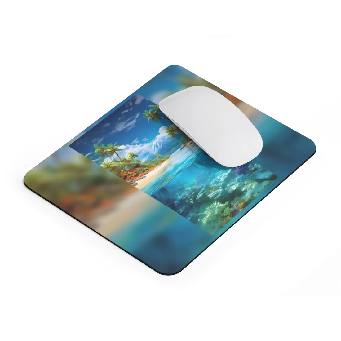 Tropical Paradise Tranquility: Lush Island Getaway Art - Mouse Pad