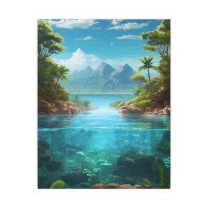 Tropical Lagoon with Mountains Canvas Print