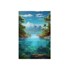 Tropical Lagoon with Mountains Metal Poster