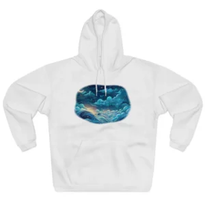 Crescent Moon over Night Waves Hoodie
