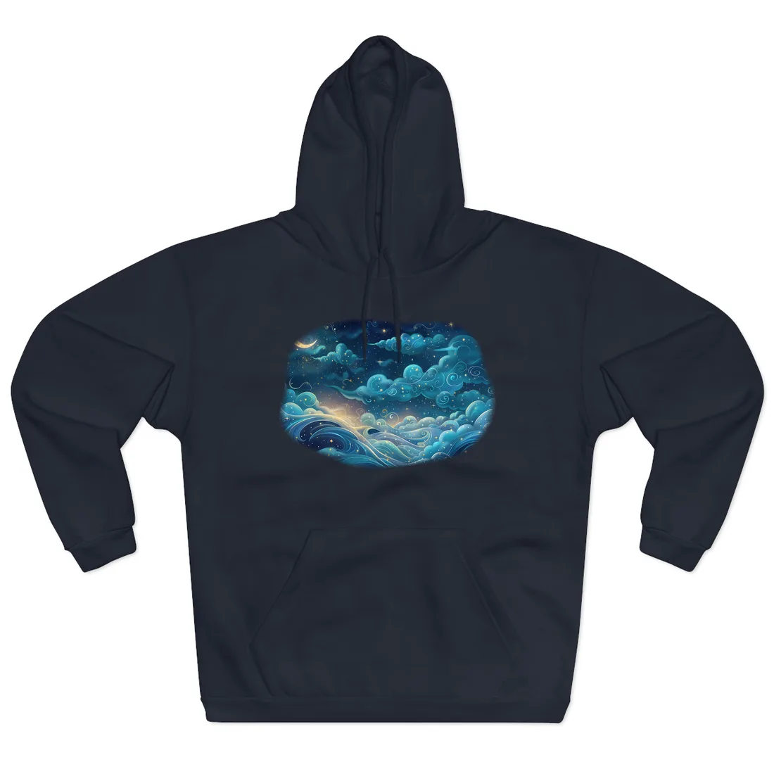 Twinkling Stellar Night Sky: Whimsical Dreamy - Hoodie (Navy)