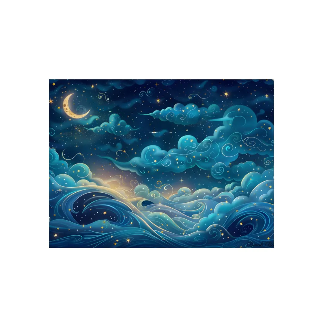Twinkling Stellar Night Sky: Whimsical Dreamy - Metal Poster