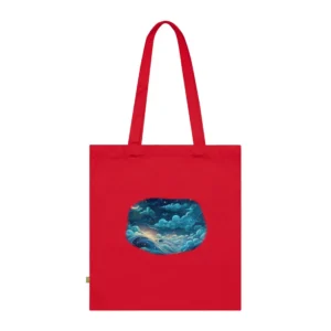 Crescent Moon over Night Waves Tote Bag