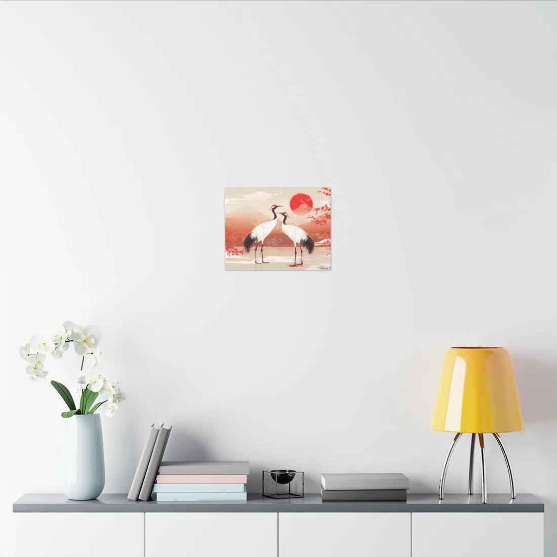 Two Cranes in Serene Nature: Tranquil Wildlife - Canvas