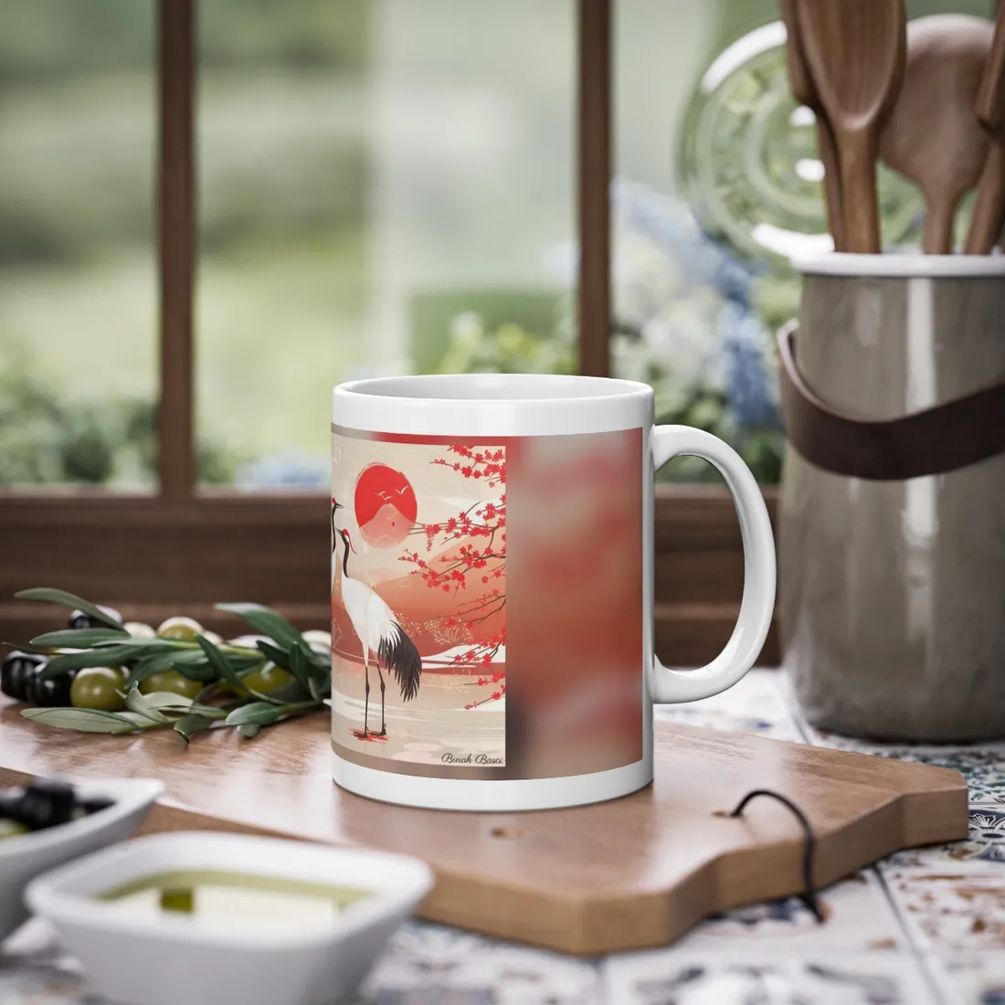 Two Cranes in Serene Nature: Tranquil Wildlife - Mug