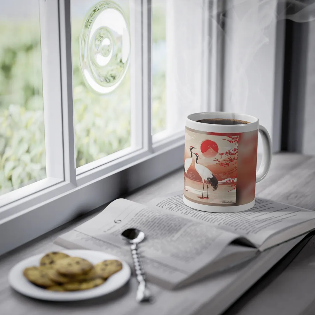 Two Cranes in Serene Nature: Tranquil Wildlife - Mug