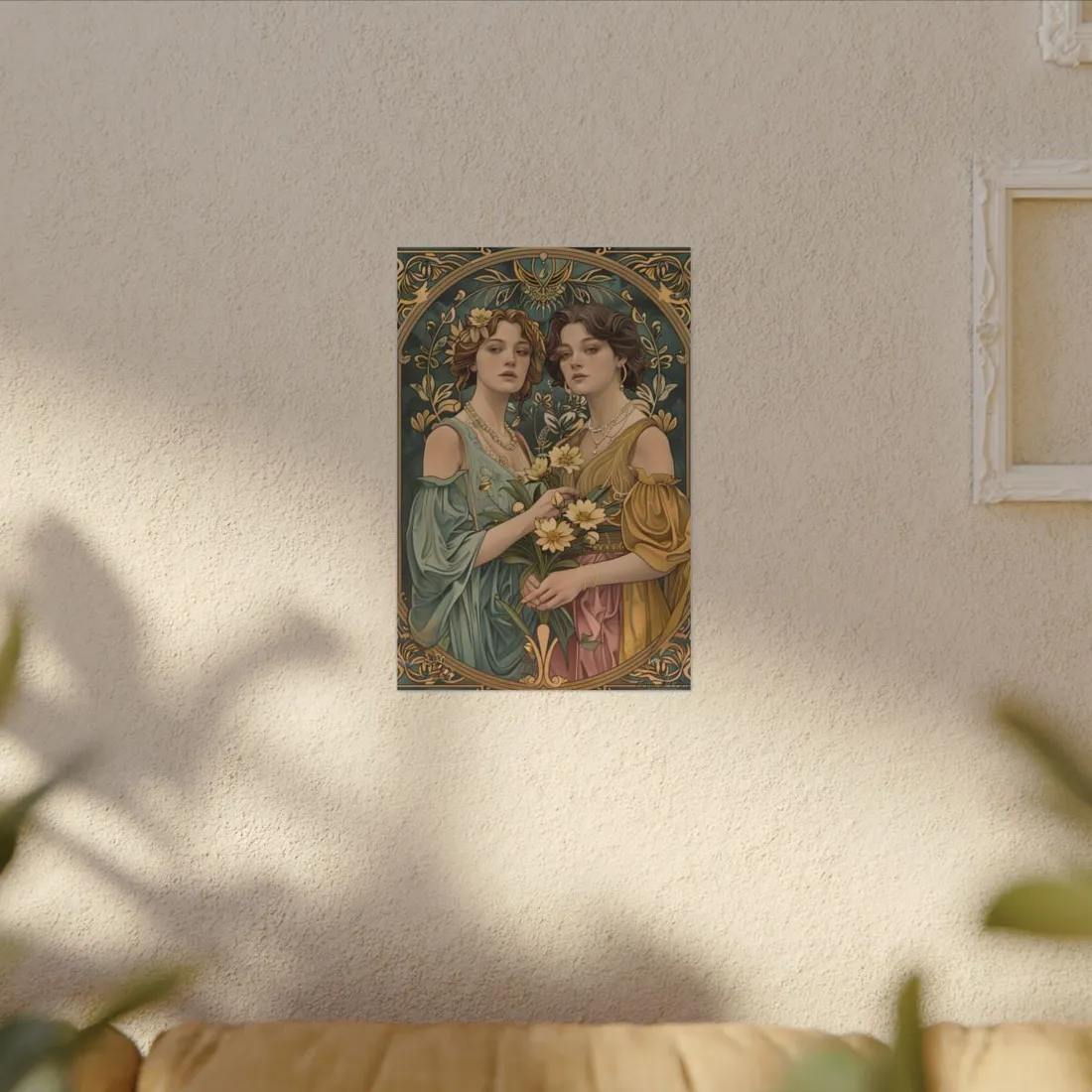 Two Women in Ornate Attire Holding Primr: Traditional Turkish - Canvas