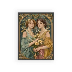 Two Women Holding Flowers Framed Poster