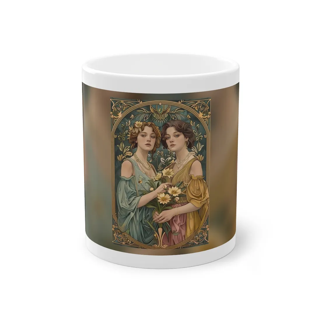 Two Women in Ornate Attire Holding Primr: Traditional Turkish - Mug