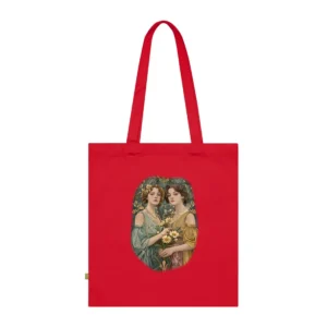 Two Women Holding Flowers Tote Bag