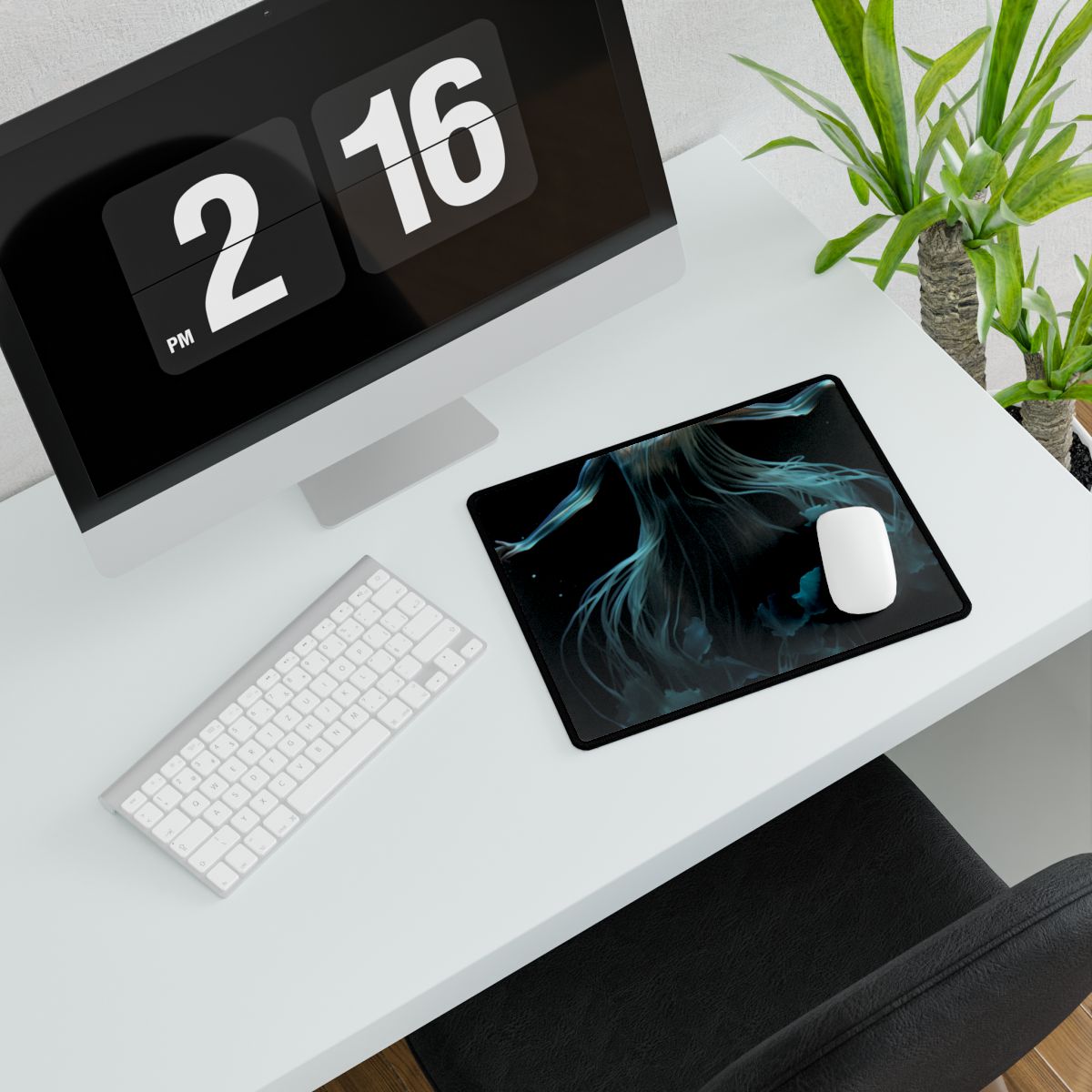 Underwater ballet of luminescent beauty: A dance in motion with oceanic harmony - Desk Mat