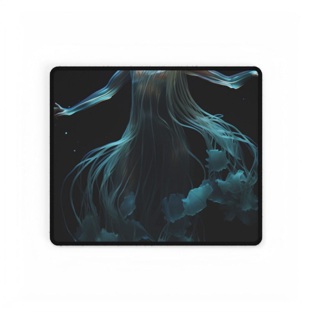 Underwater ballet of luminescent beauty: A dance in motion with oceanic harmony - Desk Mat