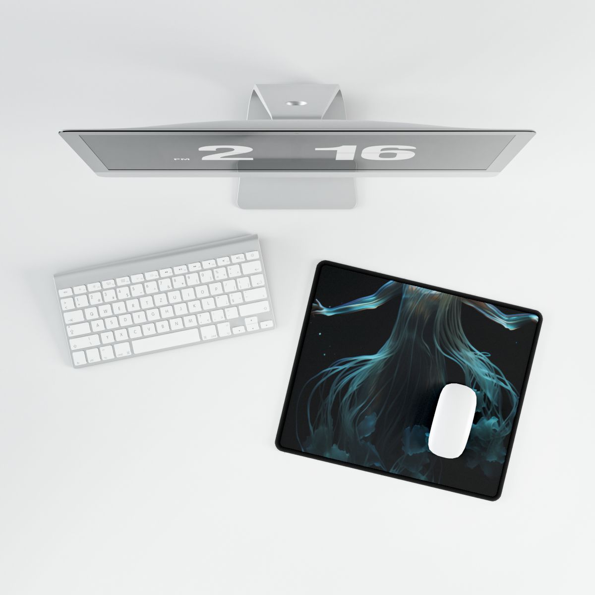 Underwater ballet of luminescent beauty: A dance in motion with oceanic harmony - Desk Mat
