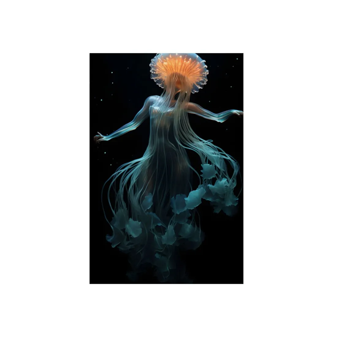 Underwater ballet of luminescent beauty: A dance in motion with oceanic harmony - Metal Poster