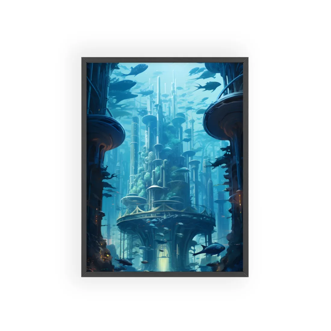 Underwater City: Futuristic Architectural Wonders - Framed Poster