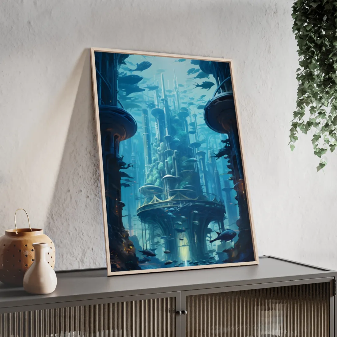 Underwater City: Futuristic Architectural Wonders - Framed Poster