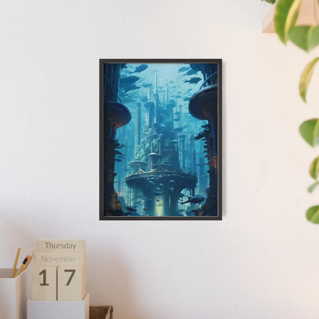 Underwater City: Futuristic Architectural Wonders - Framed Poster