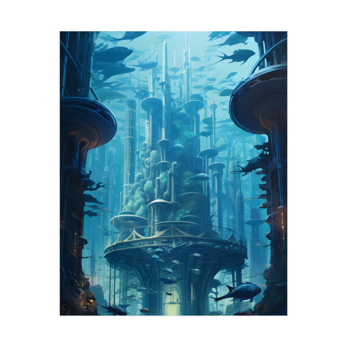 Underwater City: Futuristic Architectural Wonders - Poster