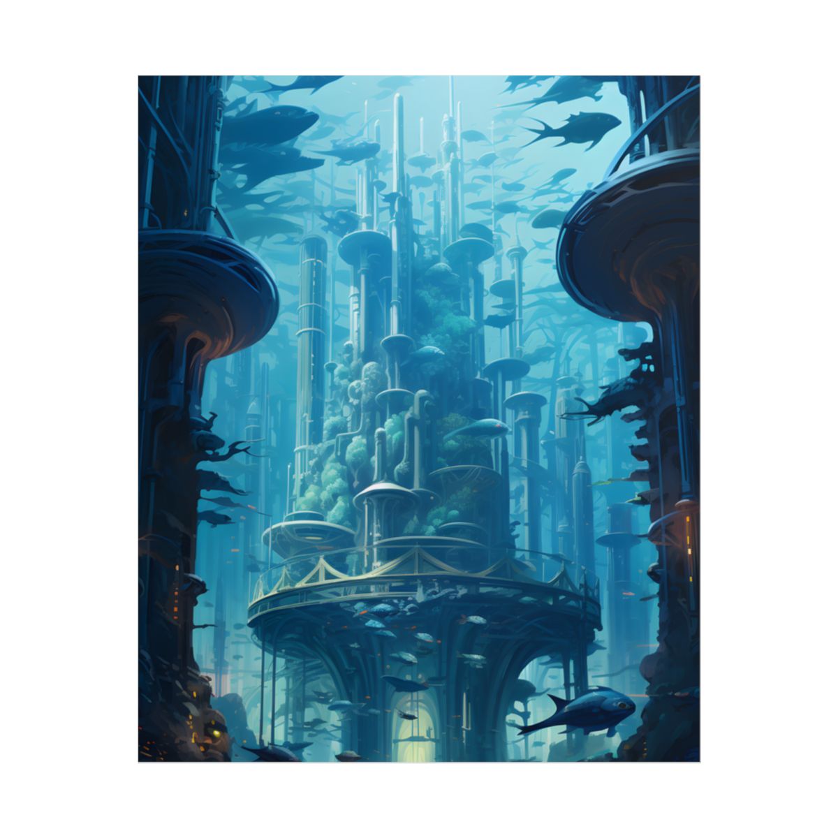 Underwater City: Futuristic Architectural Wonders - Poster