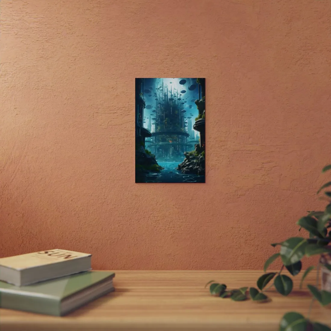 Underwater City: Futuristic Metropol in Calm Waters - Metal Poster