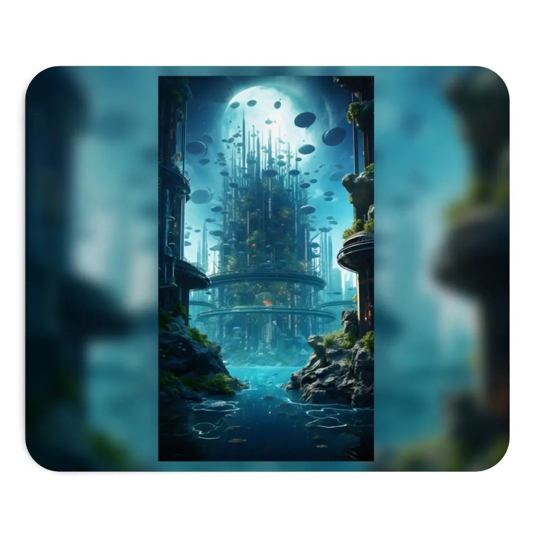 Underwater City: Futuristic Metropol in Calm Waters - Mouse Pad