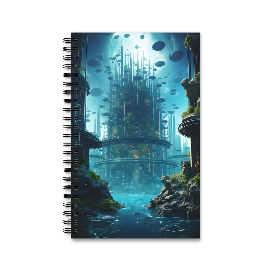 Underwater City: Futuristic Metropol in Calm Waters - Spiral Notebook