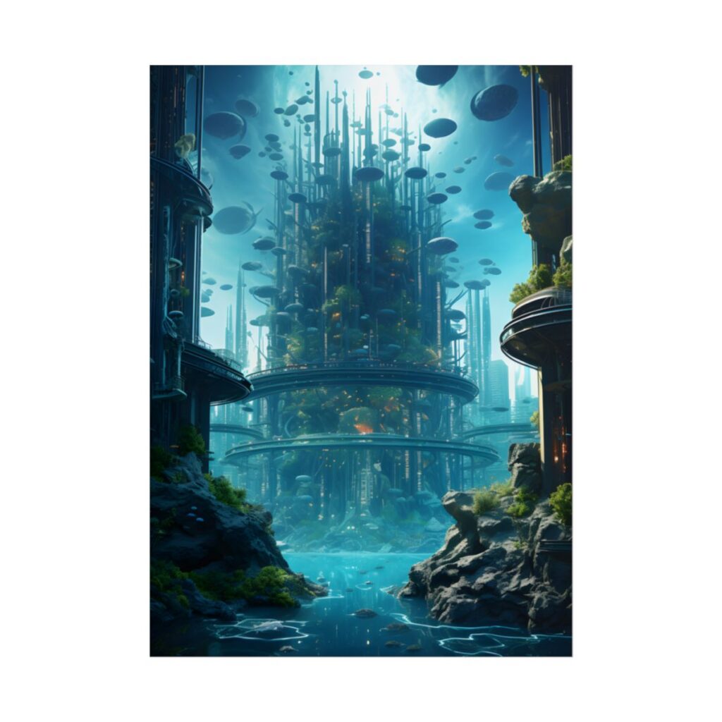 Underwater City: Futuristic Metropol in Calm Waters - Poster