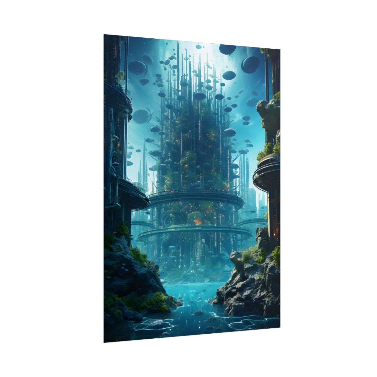 Underwater City: Futuristic Metropol in Calm Waters - Poster