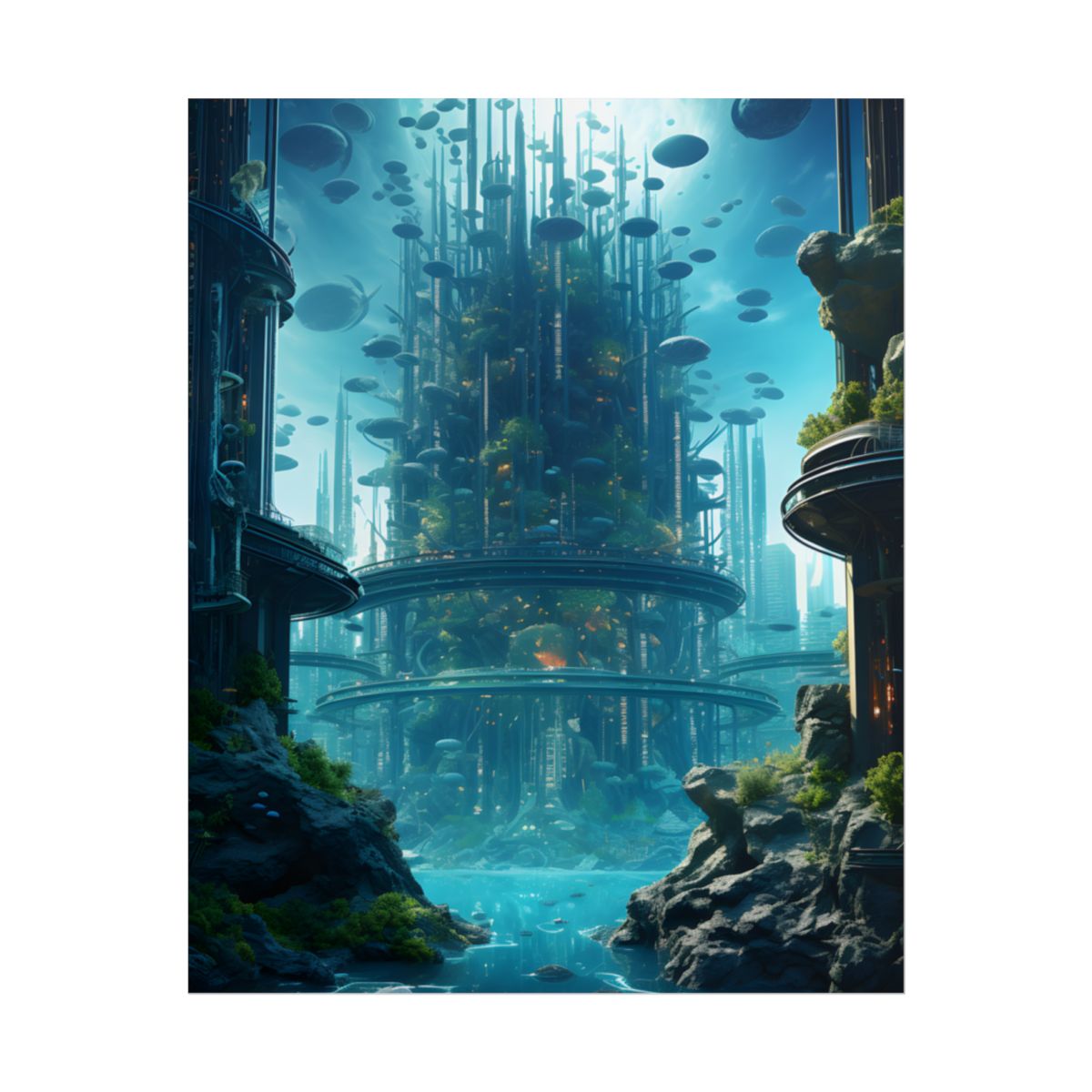 Underwater City: Futuristic Metropol in Calm Waters - Poster