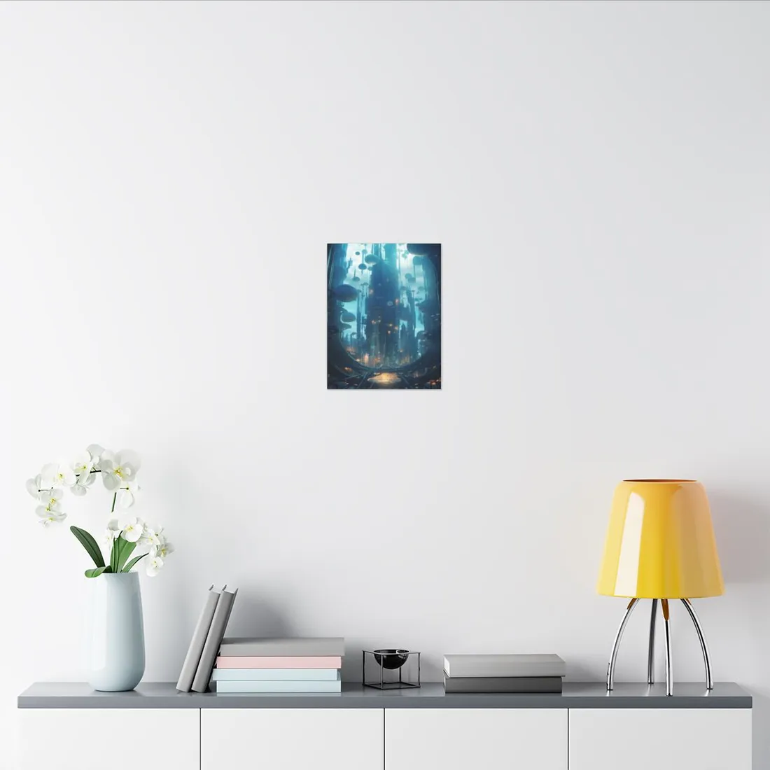 Underwater City of the Future: Modern Metropolis Digital Art - Canvas