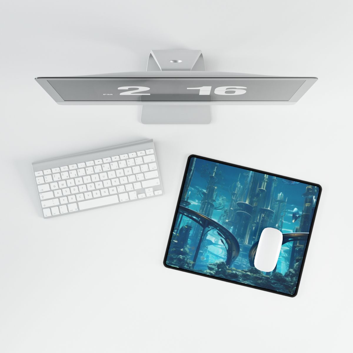 Underwater City of the Future: Sleek Modern Architecture - Desk Mat