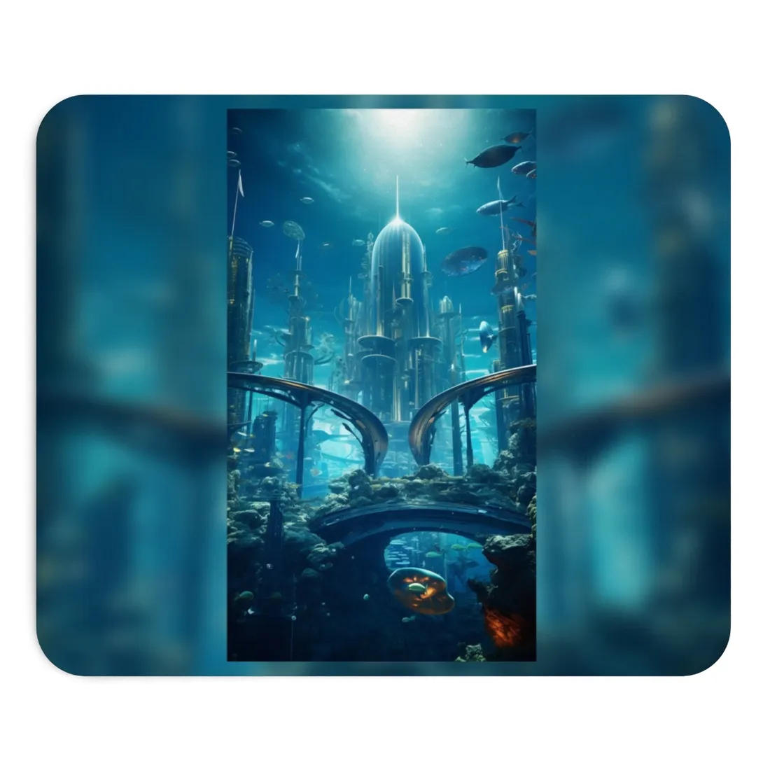 Underwater City of the Future: Sleek Modern Architecture - Mouse Pad