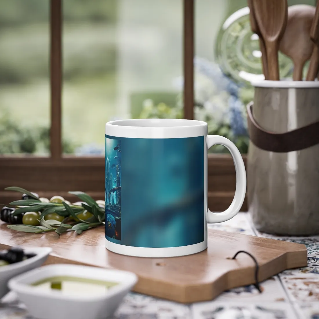 Underwater City of the Future: Sleek Modern Architecture - Mug