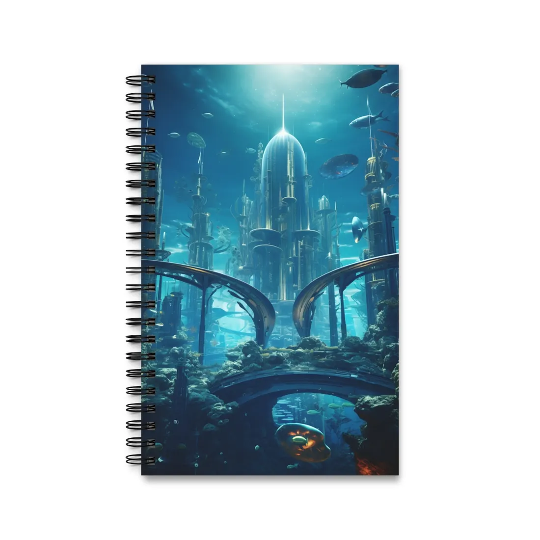 Underwater City of the Future: Sleek Modern Architecture - Spiral Notebook