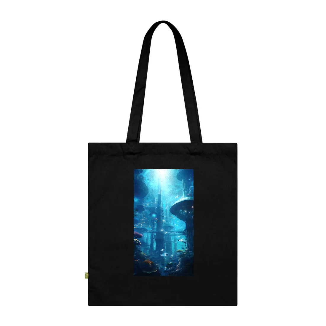 Underwater City of the Future: Submerged Metropolis Tote Bag - Tote Bag (Black)