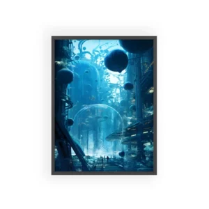 Blue Futuristic City Framed Poster