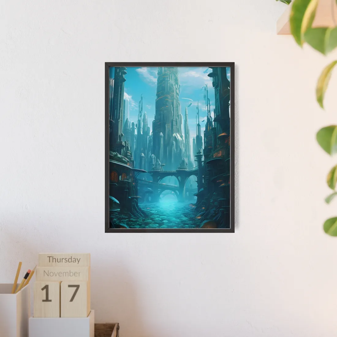 Underwater City of Tomorrow: Futuristic Metropol - Framed Poster