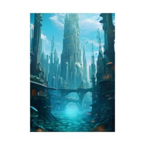 Glowing Spired Sea City Poster