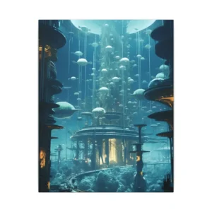 Underwater City with Glowing Domes Canvas Print