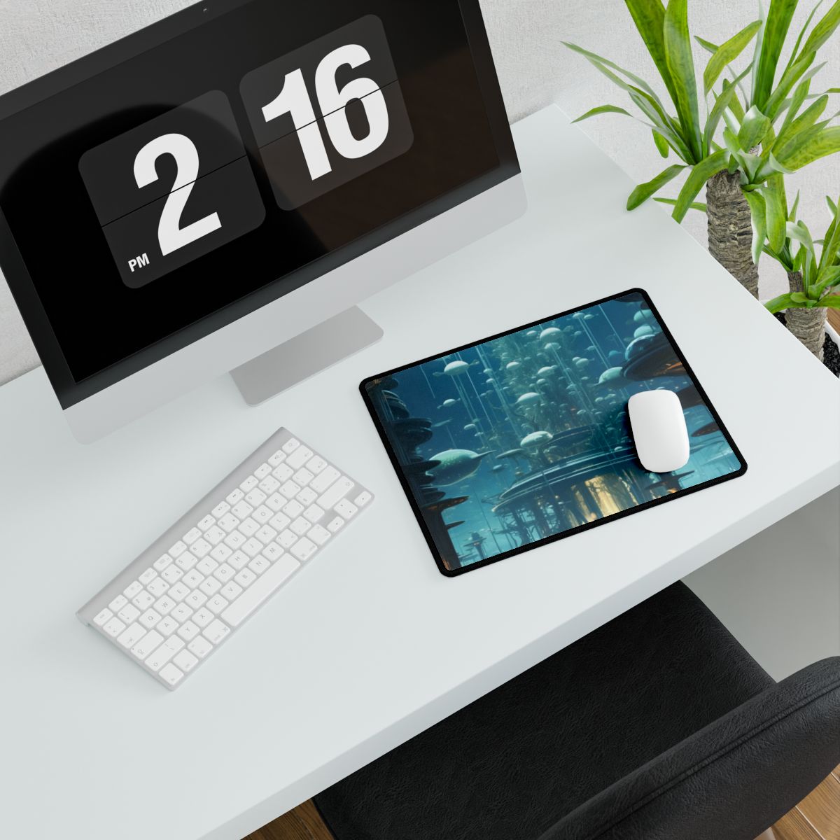 Underwater City of Tomorrow: Futuristic Urban Landscape Art - Desk Mat