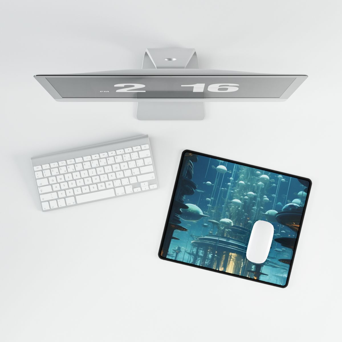 Underwater City of Tomorrow: Futuristic Urban Landscape Art - Desk Mat