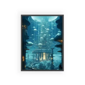 Underwater City with Glowing Domes Framed Poster