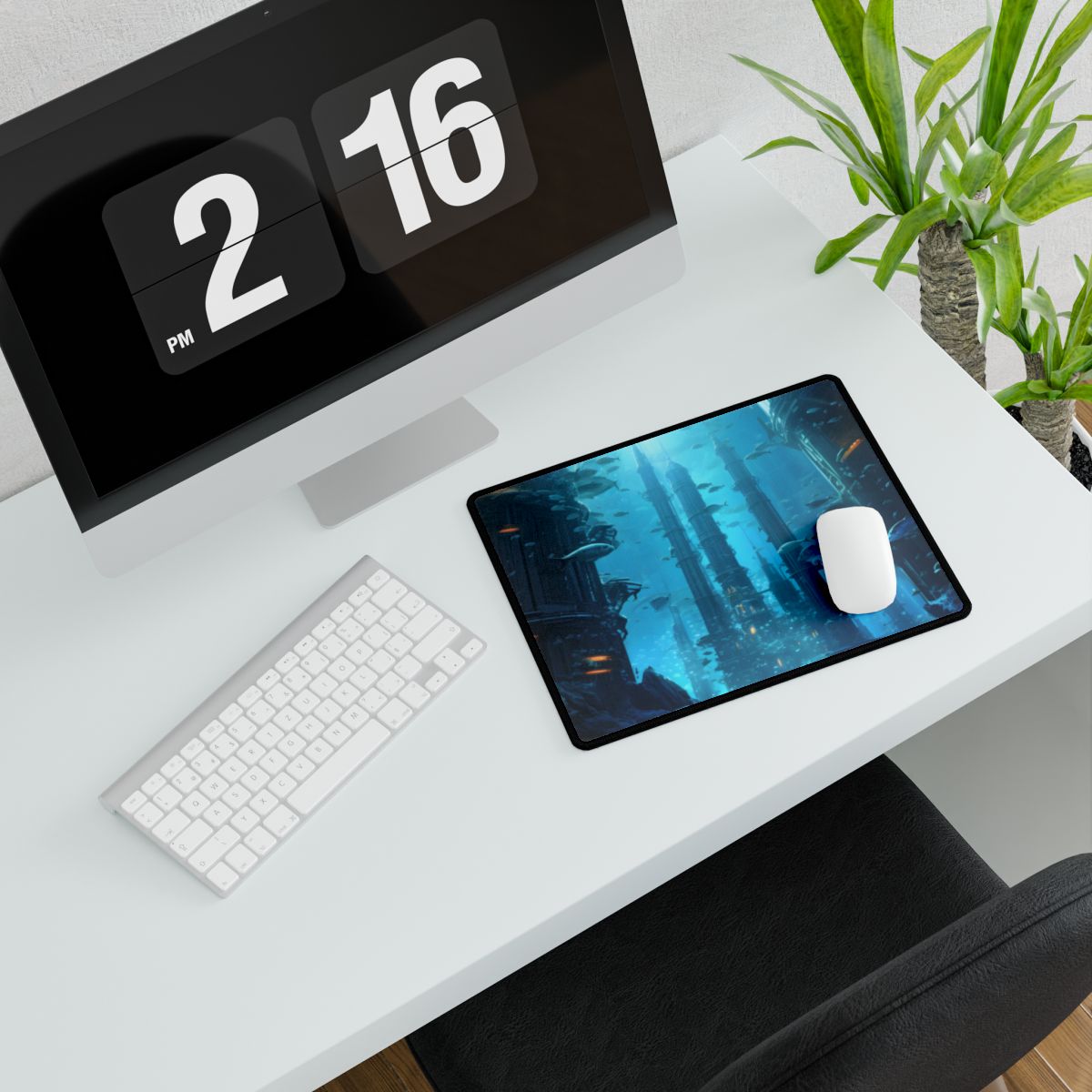 Underwater Future City: Submerged Metropol Artwork - Desk Mat