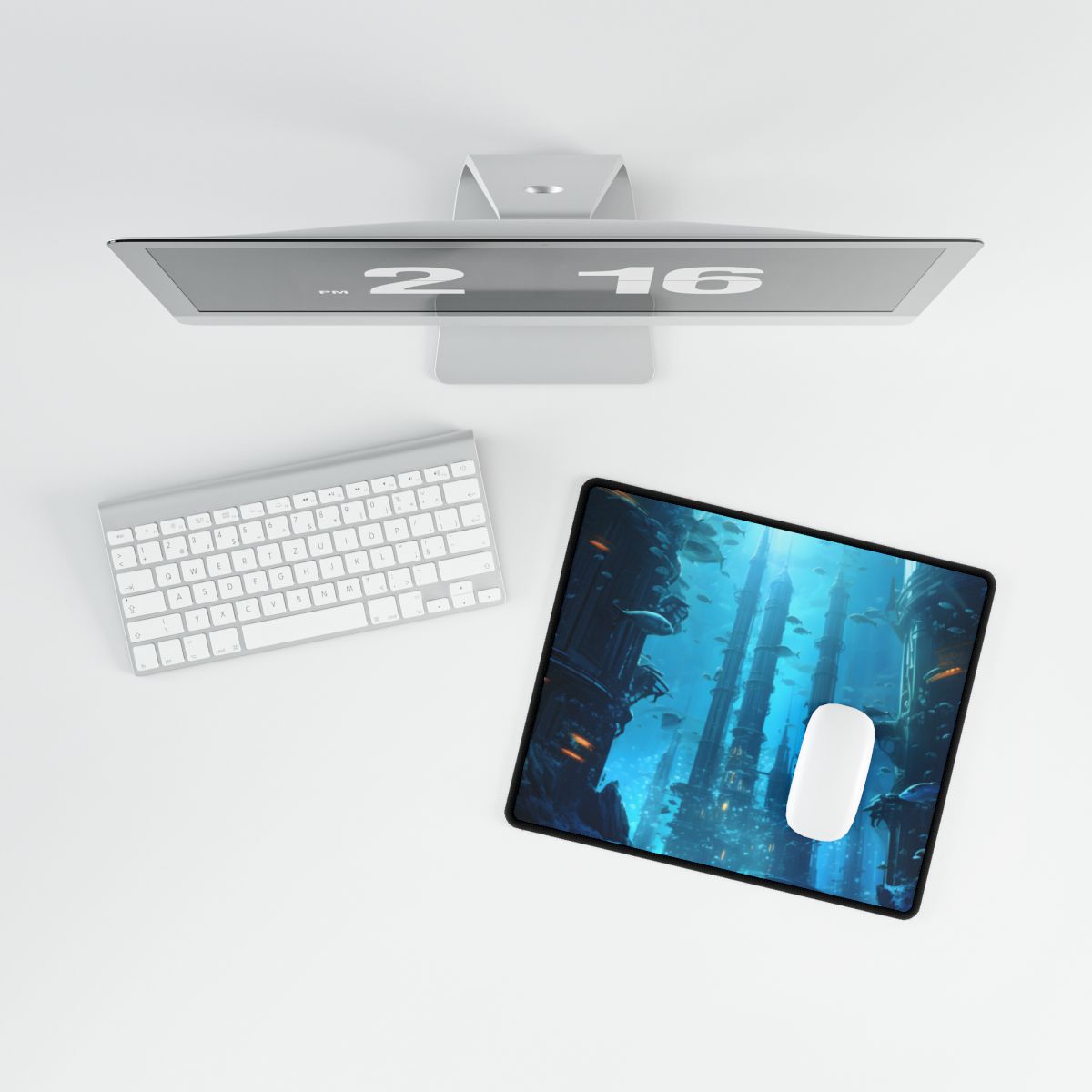 Underwater Future City: Submerged Metropol Artwork - Desk Mat